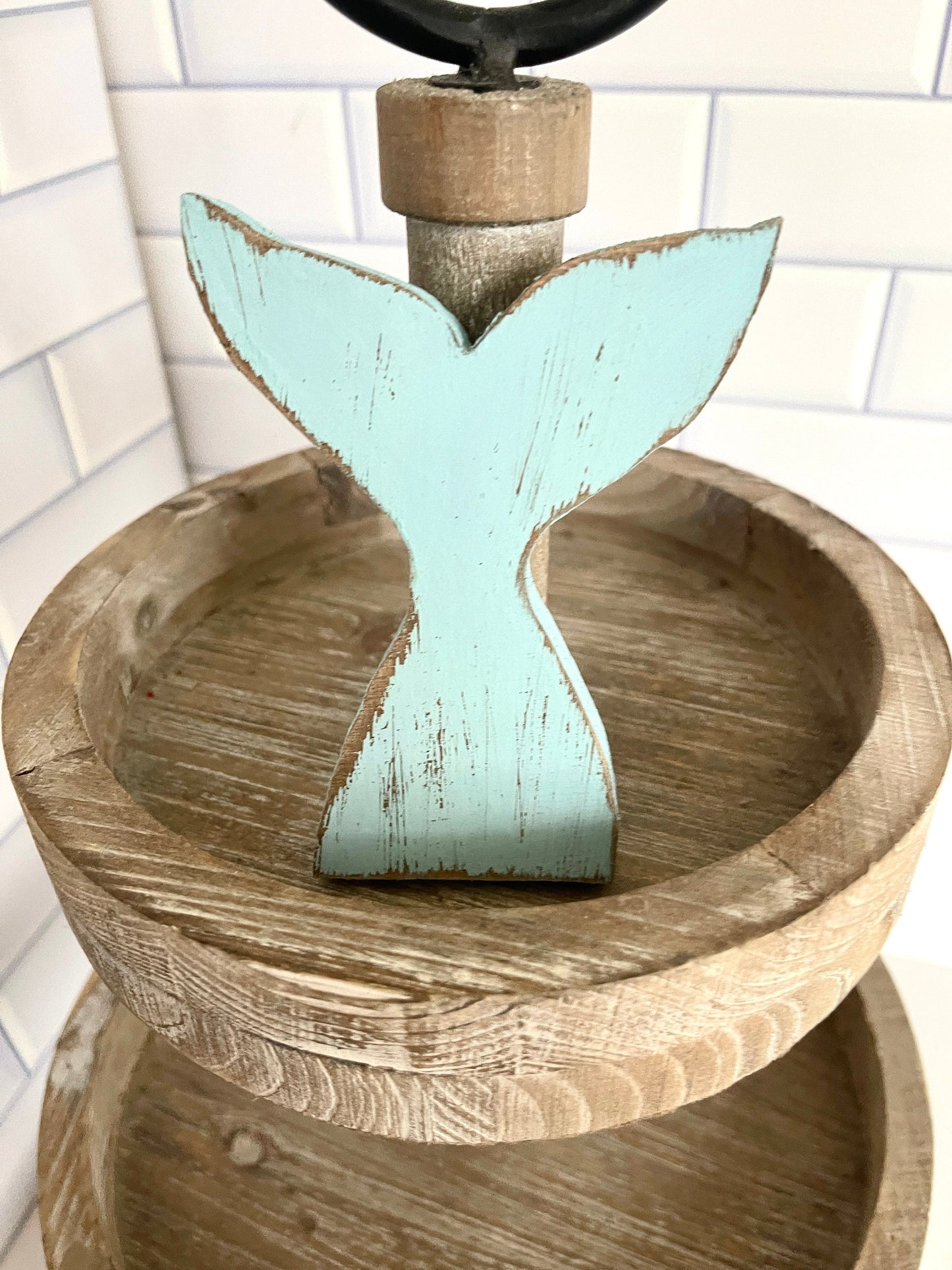 Mermaid Tail Tiered Tray Decor Beach Tiered Tray Summer Tiered Tray Decor Summer Decor Beach House Rustic Beach Decor Wooden Mermaid Tail