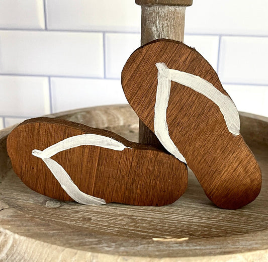 Flip Flops Tiered Tray Decor Beach Tiered Tray Summer Tiered Tray Decor Summer Decor Beach House Rustic Beach Decor Wooden Flip Flop Sandals