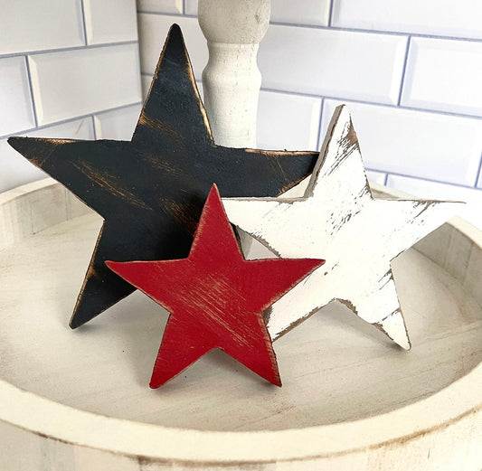 Red White and Blue Stars Patriotic Stars Rustic Stars Patriotic Decor 4th of July 4th Decor Memorial Day Decor Patriotic Tray Farmhouse Star
