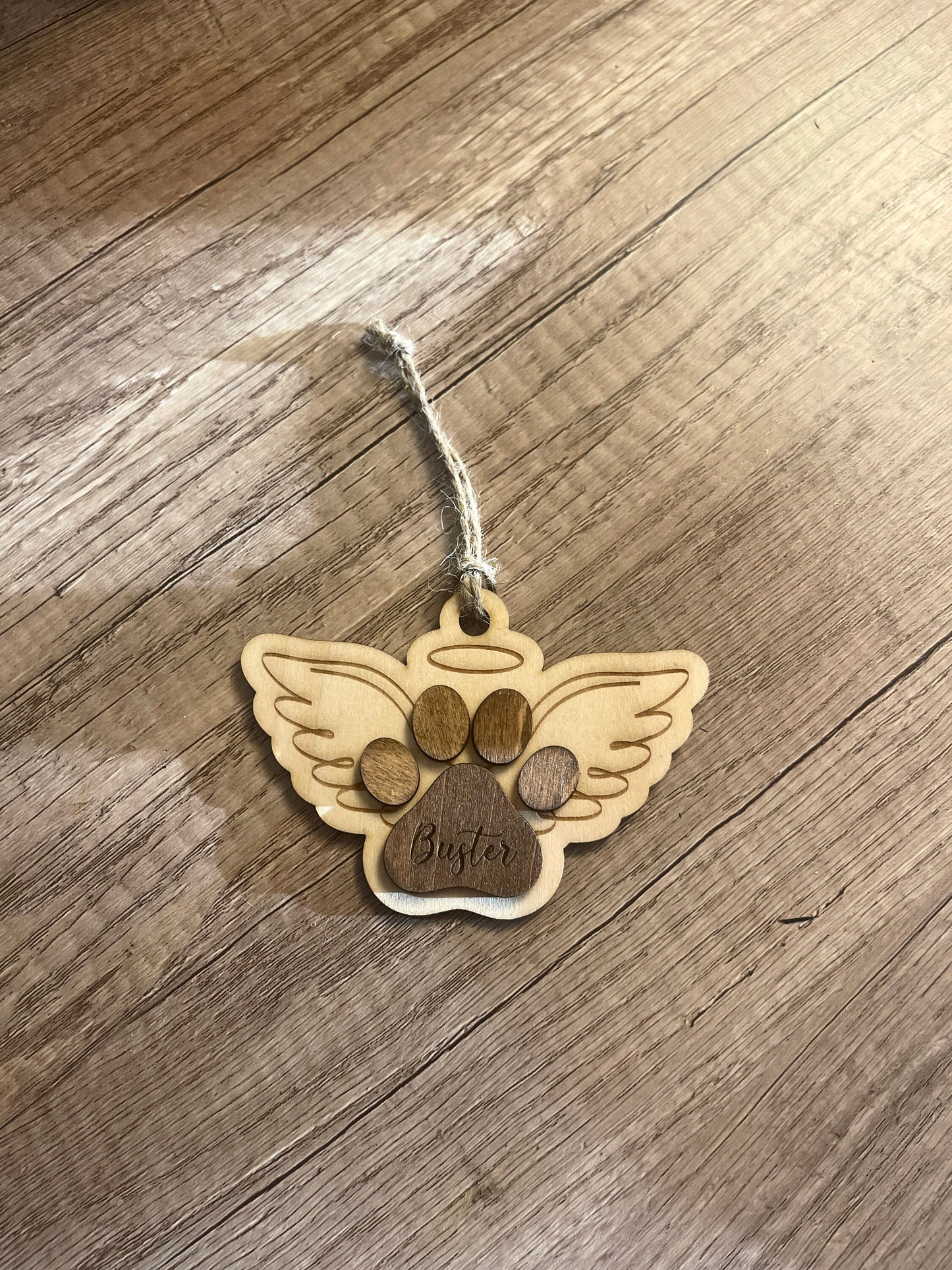 Personalized Pet Memorial Ornament Pet Angel Paw Ornament Personalized Wooden Ornament for Dog Owner Gift for Pet Loss Gift Dog Loss Gift