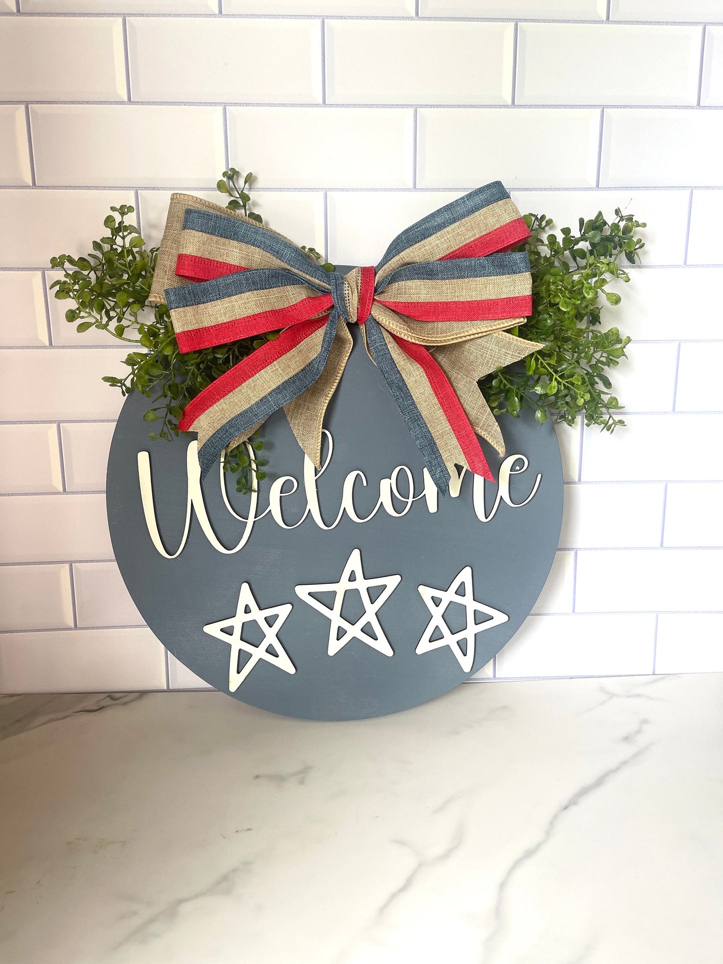 Patriotic Door Decor Red White and Blue Door Hanger Americana independence day Decorations 4th of July God Bless America Sign Front Porch