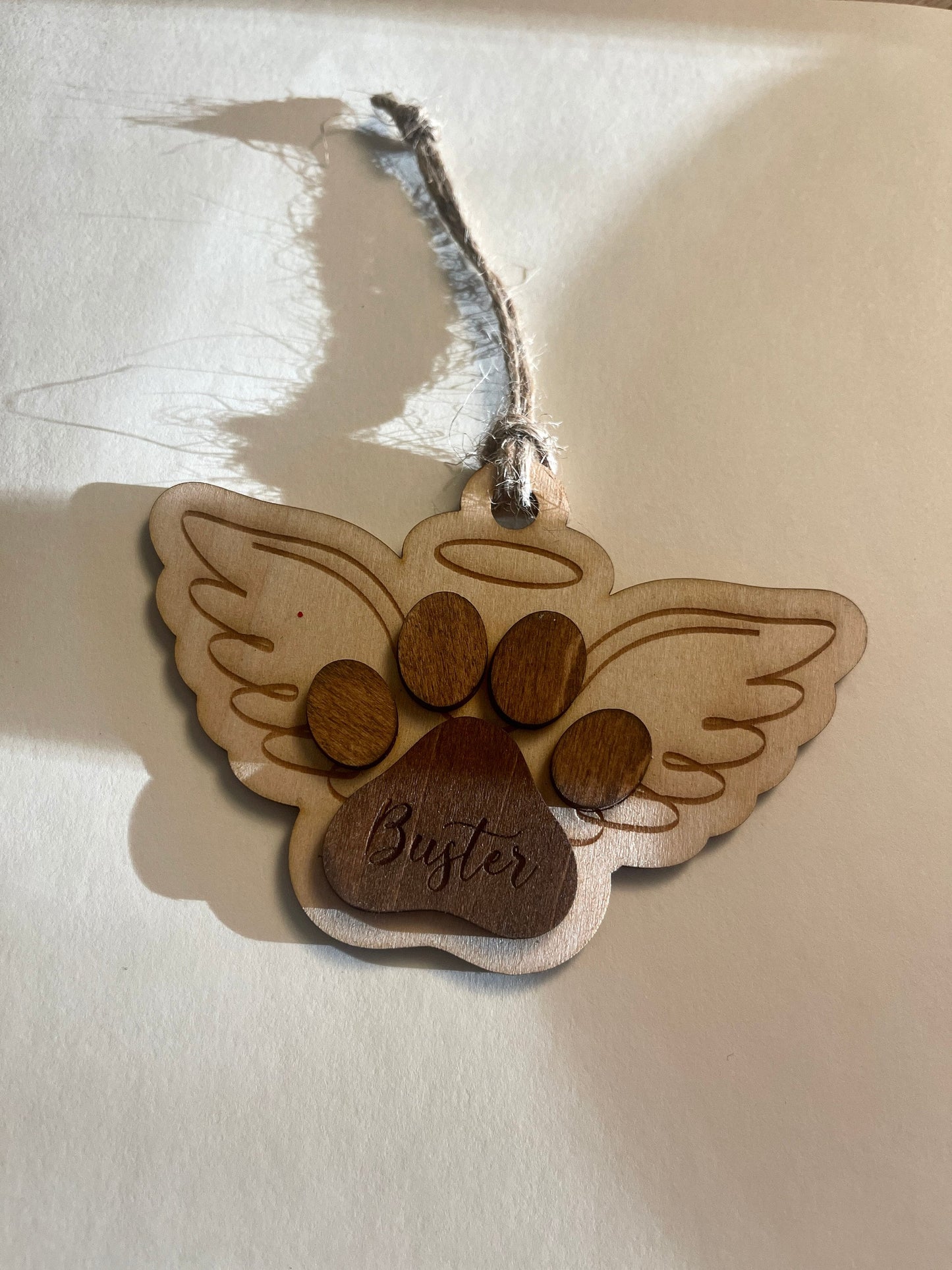 Personalized Pet Memorial Ornament Pet Angel Paw Ornament Personalized Wooden Ornament for Dog Owner Gift for Pet Loss Gift Dog Loss Gift