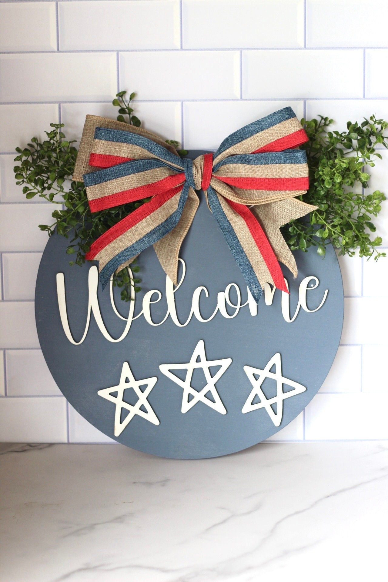 Patriotic Door Decor Red White and Blue Door Hanger Americana independence day Decorations 4th of July God Bless America Sign Front Porch