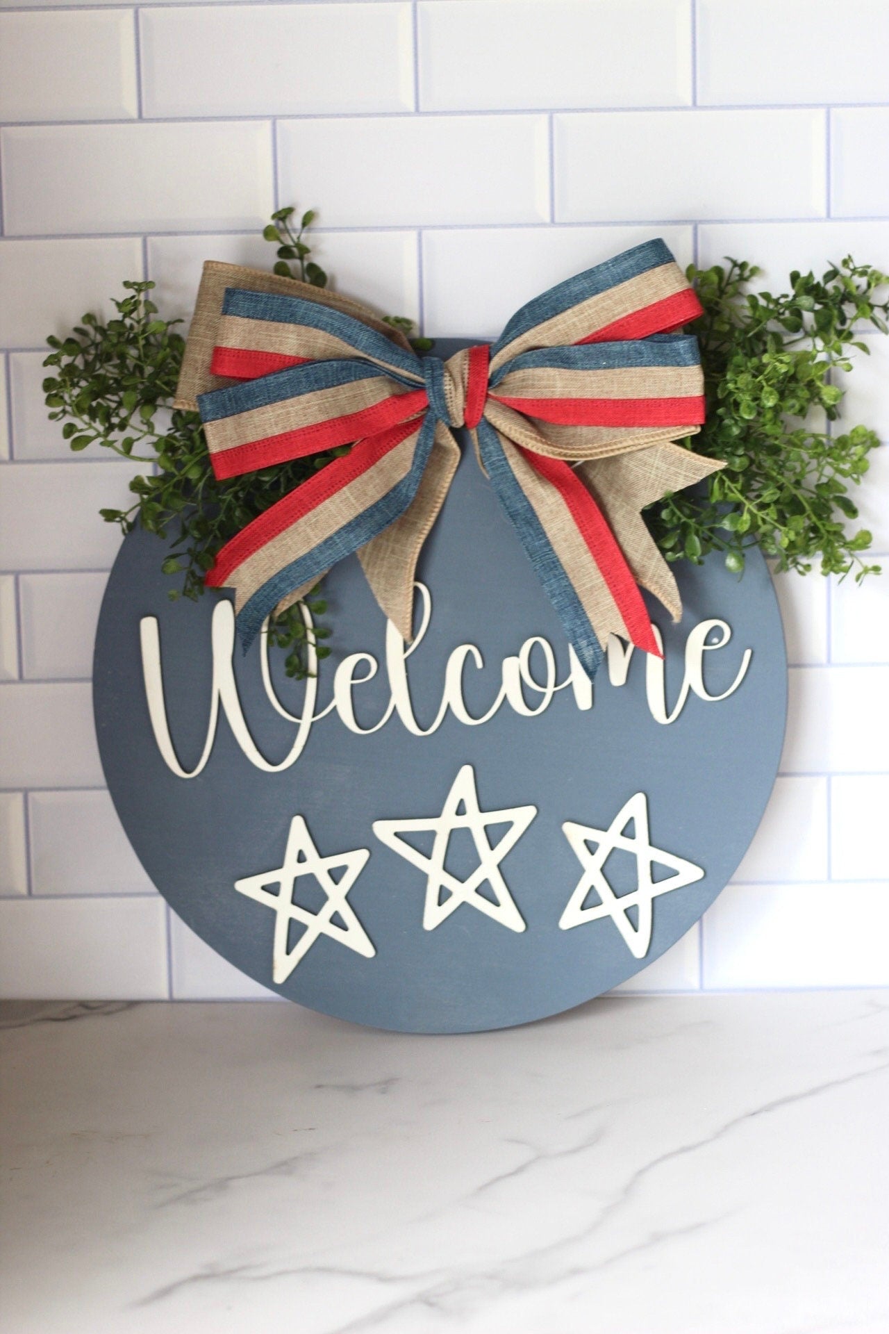 Patriotic Door Decor Red White and Blue Door Hanger Americana independence day Decorations 4th of July God Bless America Sign Front Porch